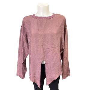 Carole Little St Tropez Vintage Silk Longsleeve Tie Front Blouse in Mauve sz 10